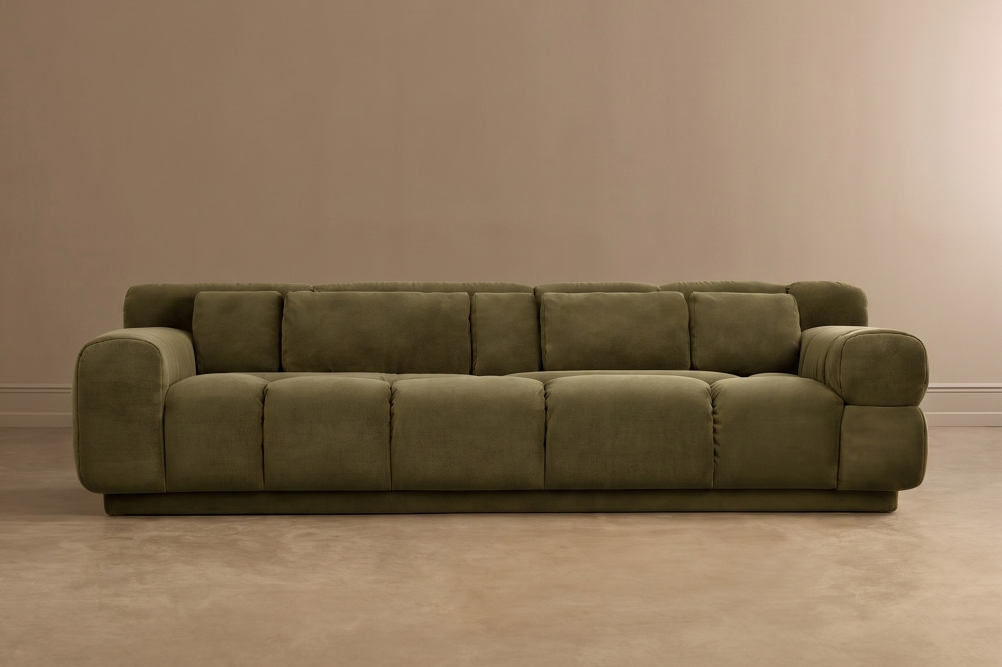 The three-seater in the same moss fits the whole family and keeps everyone cosy on a Friday night